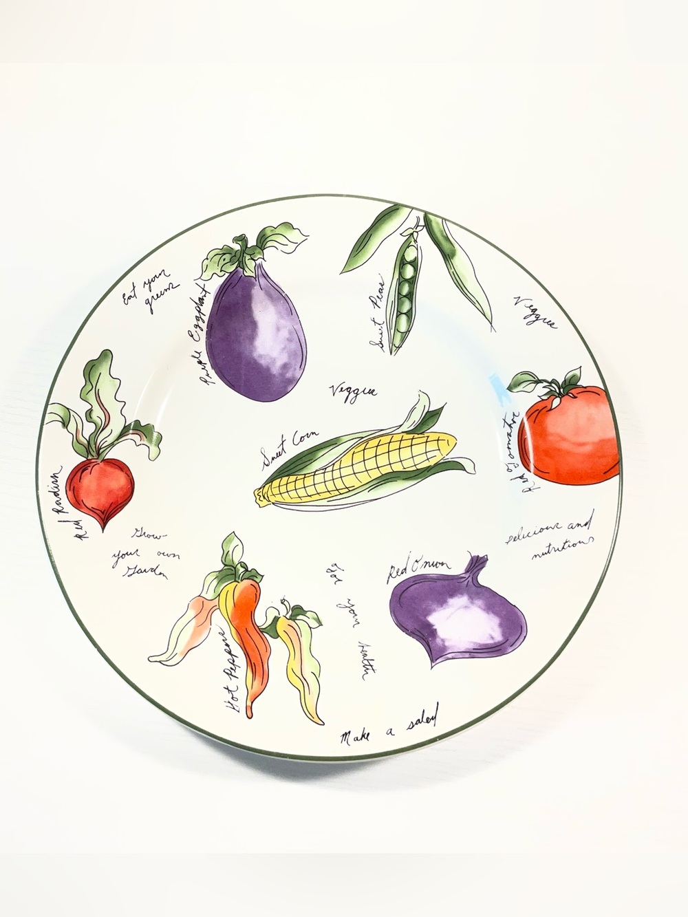 Set of 4 Vintage Sakura Garden Delight Salad Plates Vegetable Pattern, 1995